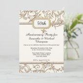 50. Lila Jubiläum im Jugendstil Einladung (Stehend Vorderseite)