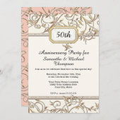 50. Lila Jubiläum im Jugendstil Einladung (Vorne/Hinten)