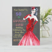 50 & Living Life Party Einladungen (Stehend Vorderseite)
