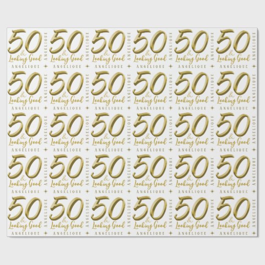 50 & Looking gute Gold Geburtstag Geschenkpapier (Flach)