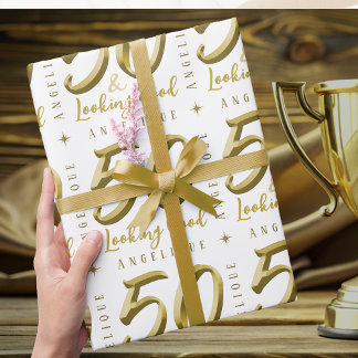 50 & Looking gute Gold Geburtstag Geschenkpapier