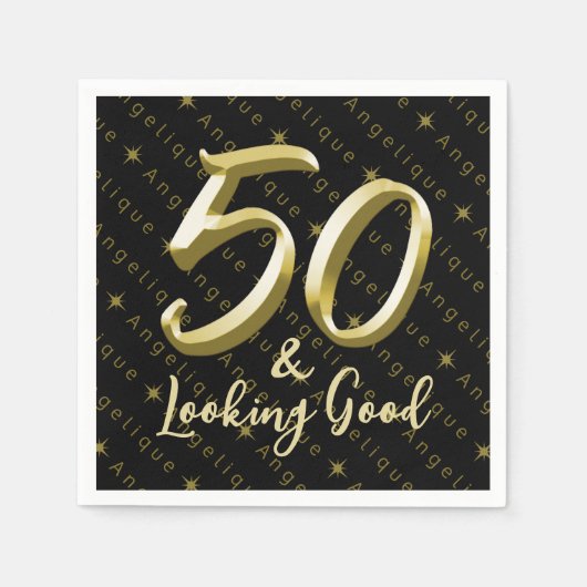 50 & Looking gute Gold Geburtstag Serviette (Vorderseite)