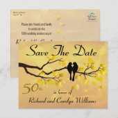 50. Lovebirds Jahrestag Save the Date Ankündigungspostkarte (Vorne/Hinten)