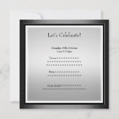 50. Männlicher Geburtstags-weißes silbernes Einladung (Rückseite)