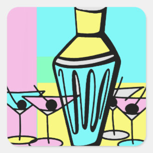 50 Martini Quadratischer Aufkleber