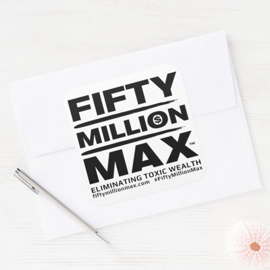 50 Millionen Max™-Text-Logos 3"-Aufkleber (6) Quadratischer Aufkleber (Umschlag)