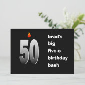 50 mit Flammen, Big Five O Bash Einladung (Stehend Vorderseite)