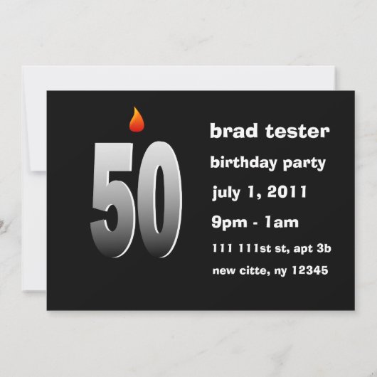 50 mit Flammen, Big Five O Bash Einladung (Rückseite)