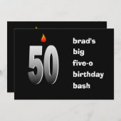 50 mit Flammen, Big Five O Bash Einladung (Vorne/Hinten)