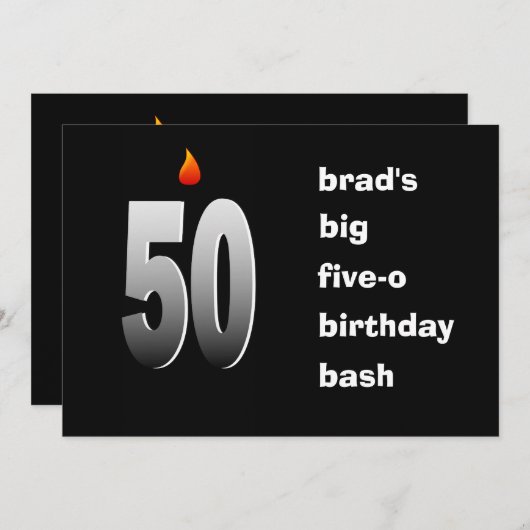 50 mit Flammen, Big Five O Bash Einladung (Vorne/Hinten)