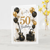 50. Musik-Geburtstag Karte (Gelbe Blume)