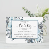 50. (oder andere) Einzigartiger Blaue Flora Geburt Einladung (Stehend Vorderseite)