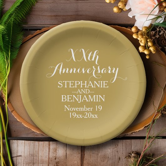 50. oder anderer Hochzeitstag personalisiert Pappteller