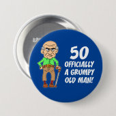 50 Offiziell ein mürrischer alter Mann Button (Vorne & Hinten)