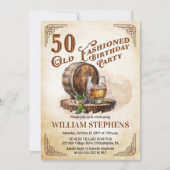 50. Old Fashioned Whiskeyfass-Geburtstagsfeier Einladung (Vorderseite)