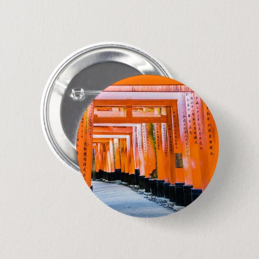 50 Orangenfarben - Senbon Torii, Kyoto Button (Vorne & Hinten)