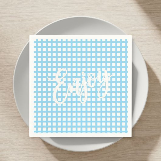 50 Paper Napkins – Nautical Blue & White Checkered Serviette