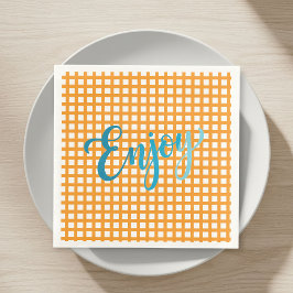 50 Paper Napkins - Nautical Checkered Pattern Serviette