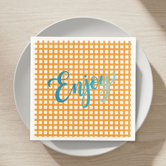 50 Paper Napkins - Nautical Checkered Pattern Serviette