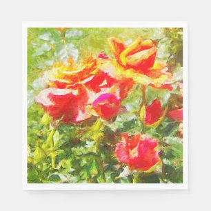 50 Paper Napkins Orange Rose Serviette