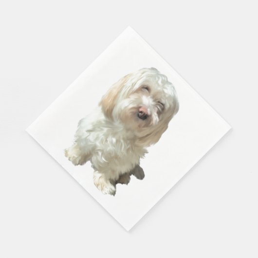 50 Paper Napkins - White Havanese Serviette (Ecke)