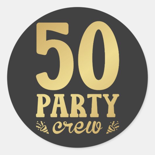 50 Party Crew 50. Geburtstag Runder Aufkleber (Vorderseite)