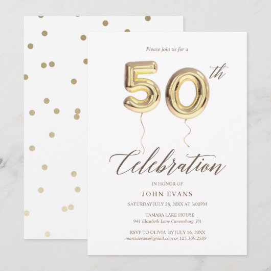 50. Party Einladung (Vorne/Hinten)