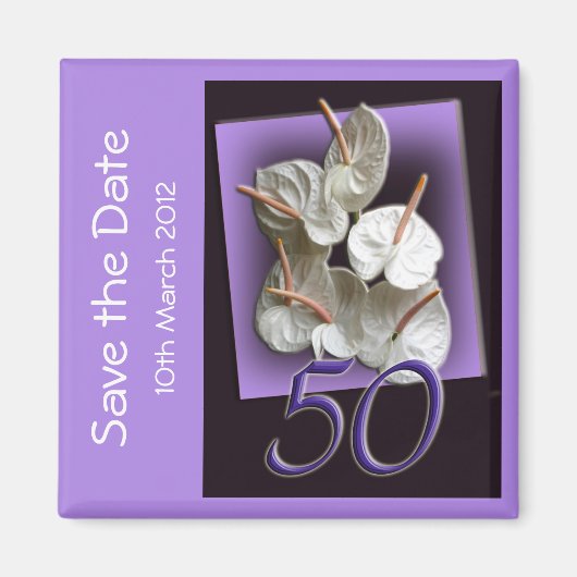50. Party Save the Date Magnet - white anthuriums (Vorne)