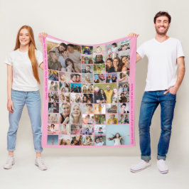 50 Picture Photo Collage Custom Color Pink Fleecedecke