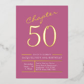 50 Pink 50. Geburtstagsparty Gold Folieneinladung (Vorderseite)