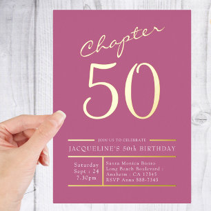 50 Pink 50. Geburtstagsparty Gold Folieneinladung