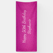 50. Pink Glittery Happy Birthday Party 2024 Banner (Vertikal)