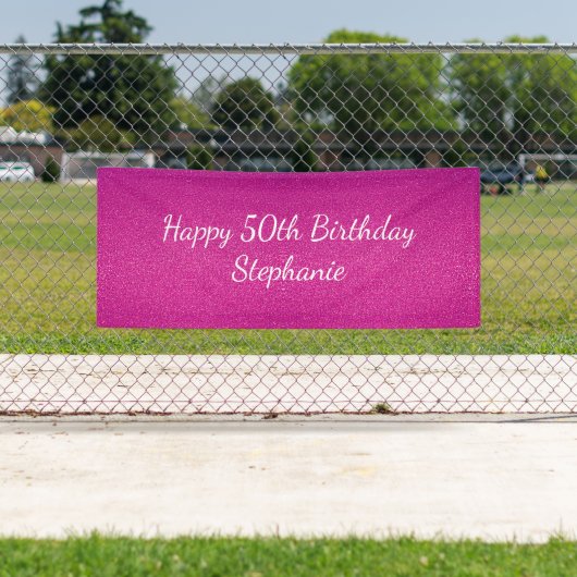 50. Pink Glittery Happy Birthday Party Niedlich Banner (Insitu)