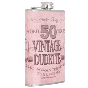 50. Pink Humor Vintage Style Dudette Flasche Flachmann