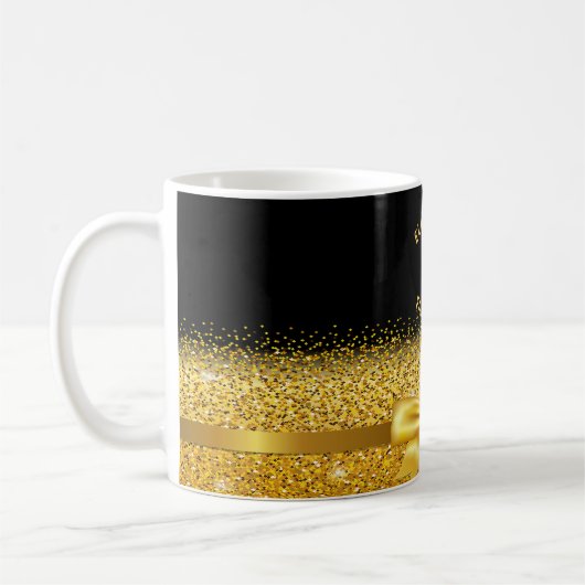 50 prächtige Goldbug schwarzer Name Funkelalter Kaffeetasse (Links)