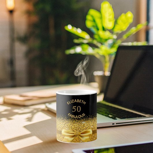 50 prächtige Goldbug schwarzer Name Funkelalter Kaffeetasse