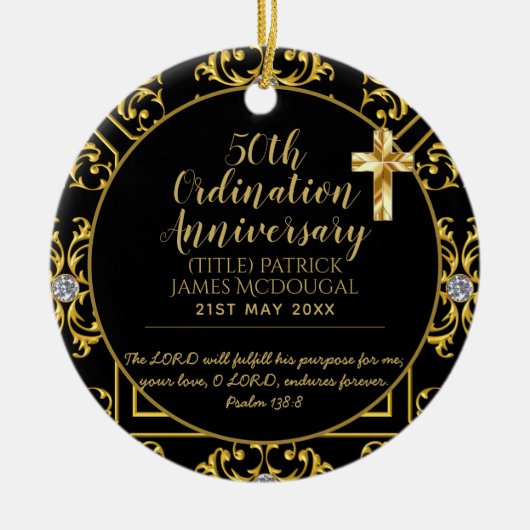 50. PRIEST Ordination Jubiläum Personalisiert Keramik Ornament (Vorne)