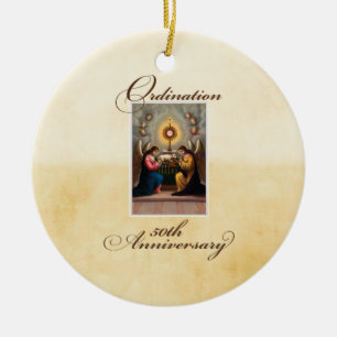 50. Priesterjubiläum Engel am Altar Keramikornament