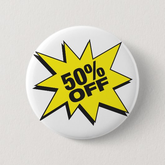 50 Prozent weg vom Knopf Button (Vorderseite)