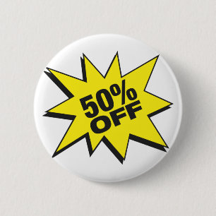 50 Prozent weg vom Knopf Button