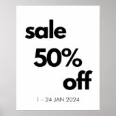 50 % Rabatt auf den Verkauf, Boutique im Einzelhan Poster (Vorne)