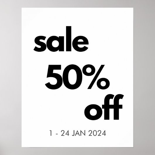 50 % Rabatt auf den Verkauf, Boutique im Einzelhan Poster (Vorne)