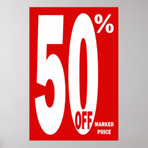 50 % Rabatt auf Einzelhandelswerbung Poster