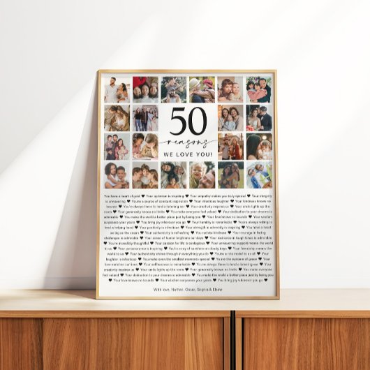 50 Reasons We Love You Photo Collage Keepsake Gift Poster