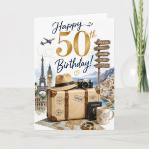 50. Reise-Geburtstag Karte