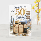 50. Reise-Geburtstag Karte (Gelbe Blume)