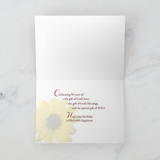 50. Religious Birthday, Gerbera Daises Blume Karte (Innenseite)