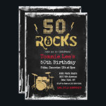 50 Rocks Rockstar Gitarre 50. Geburtstag Einladung<br><div class="desc">50 Rocks Rockstar Electric Gitarre Metal Metallic Silber Glitzer Überraschung 50. Geburtstag Einladung</div>