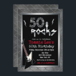 50 Rocks Rockstar Gitarre 50. Geburtstag Einladung<br><div class="desc">50 Rocks Rockstar Electric Gitarre Metal Metallic Silber Glitzer 50. Überraschung Geburtstagsfeier Einladung</div>