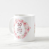 50. Rosa Rose zum Hochzeitstag Grüne Tasse (Vorderseite Links)